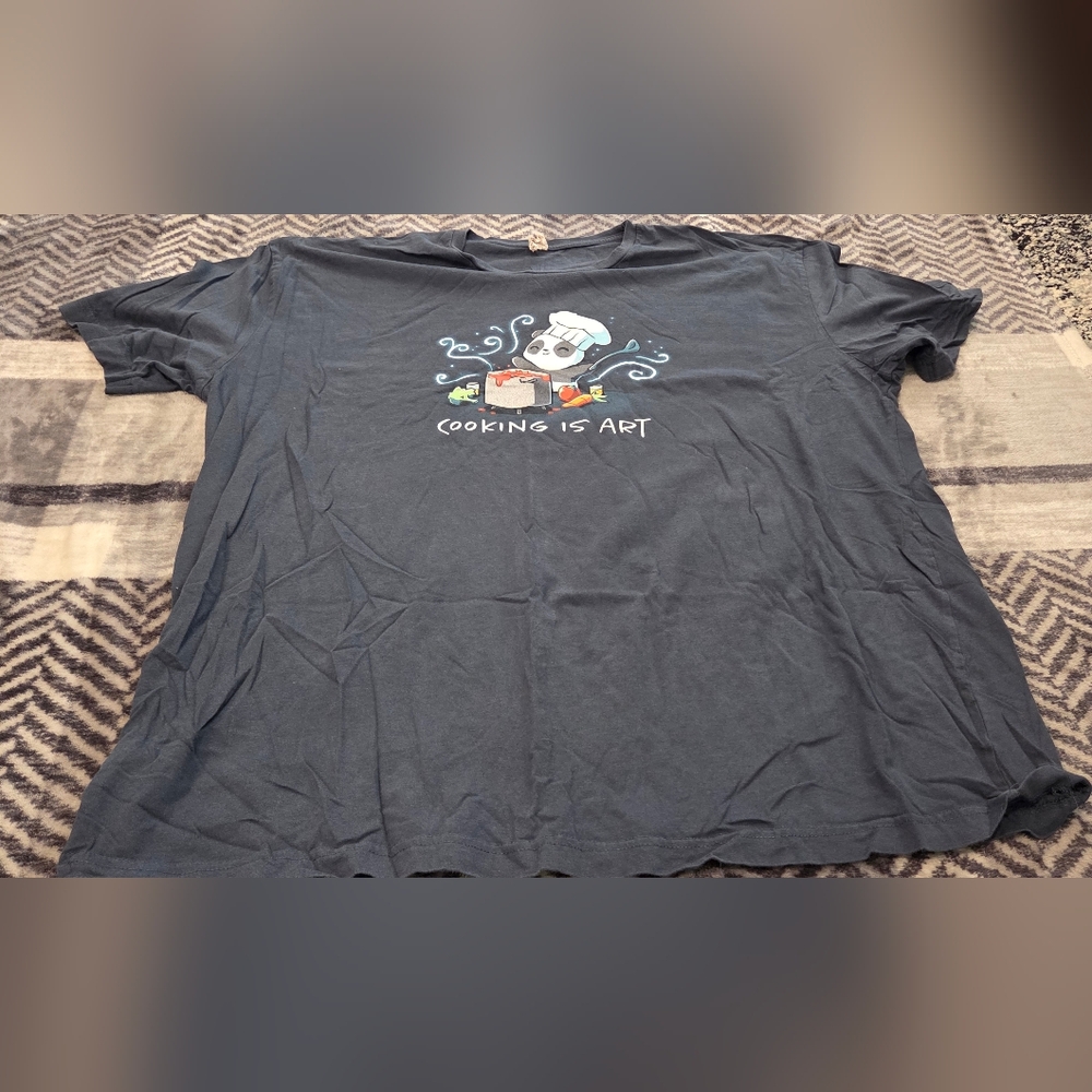 Gray Graphic T-Shirt with Cooking Design